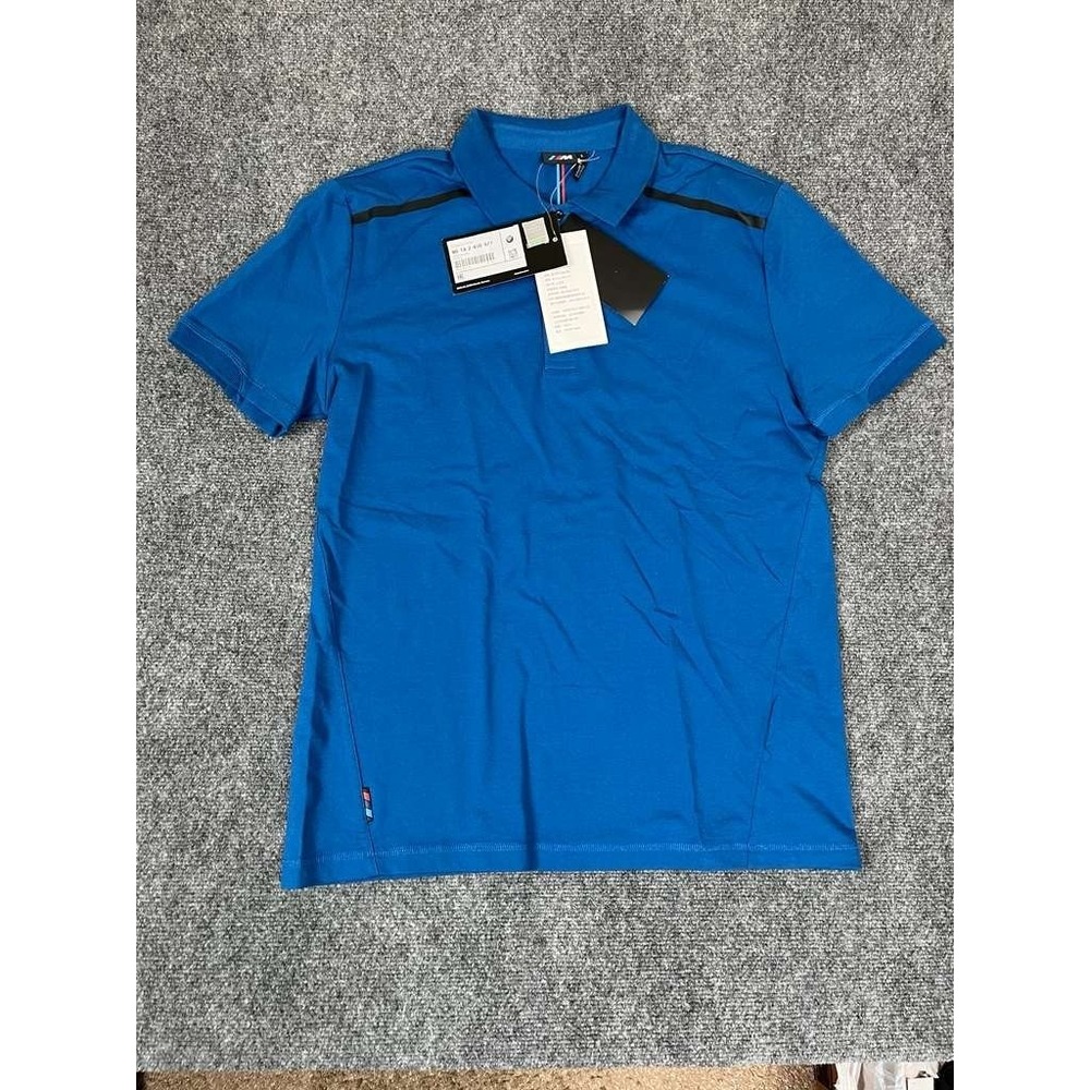 NWT BMW M Series Blue Golf Polo Shirt Casual‎ Cars Embroidered Racing Sz Large